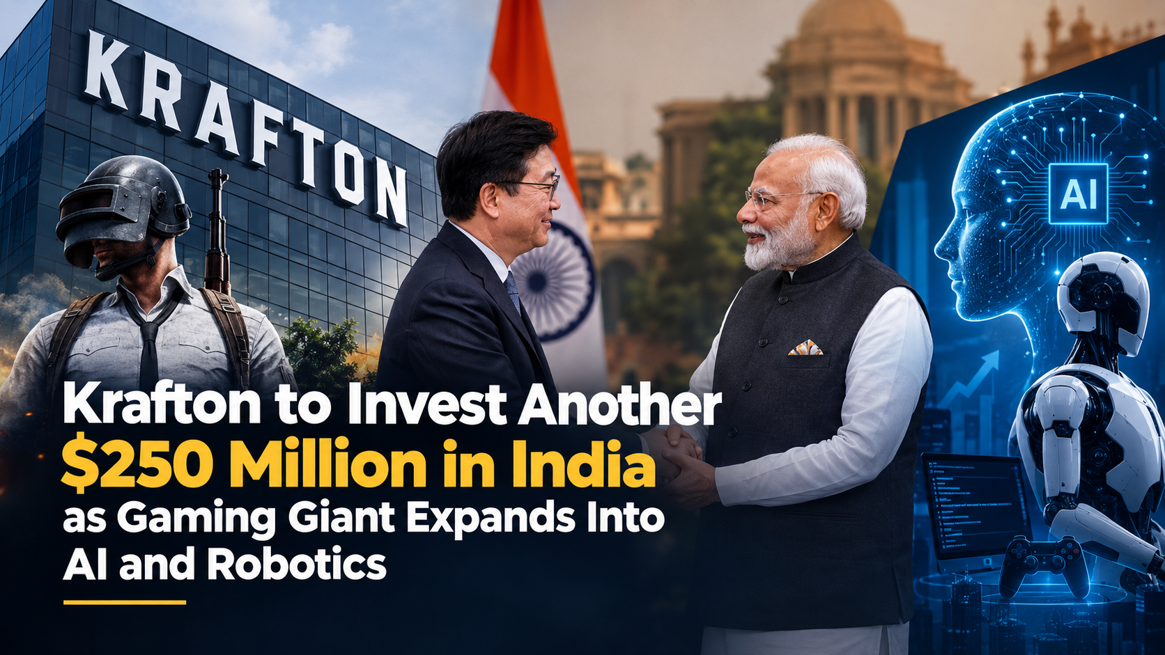 Krafton announces a $250 million investment in India as the gaming company expands into AI, robotics and deep technology